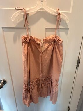 Polly Dusty Rose Cotton Tie Strap Ruffle Sundress Size 4 Cottagecore